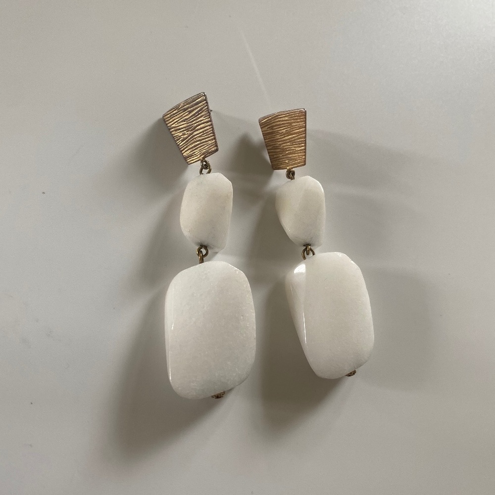 White stone dangle earrings